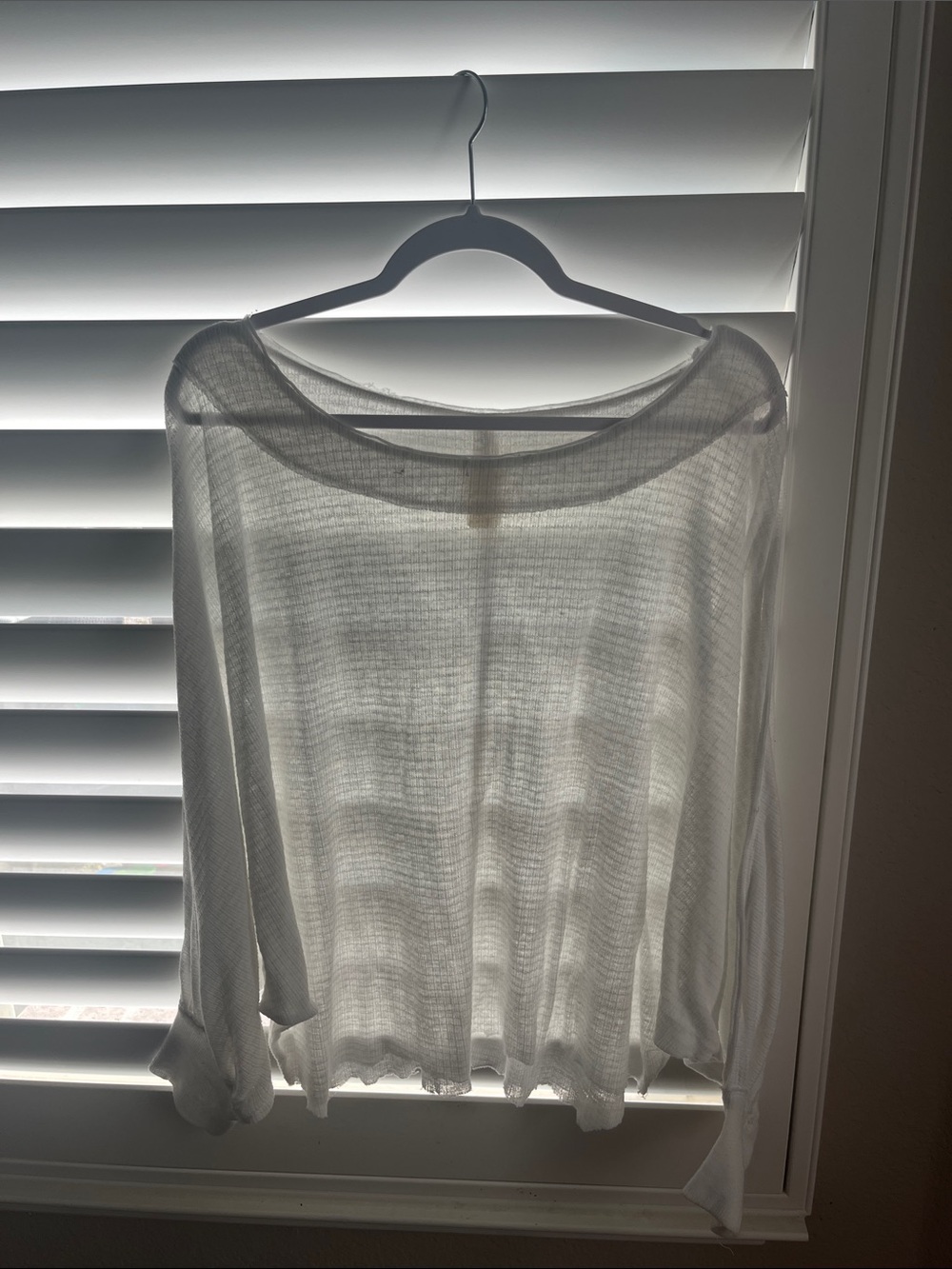 We The Free Sheer Scoop-Neck White Knit Top
